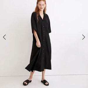 Madewell NC916 Lightestspun Cover-Up Maxi Shirtdress Black Size Small NWOT